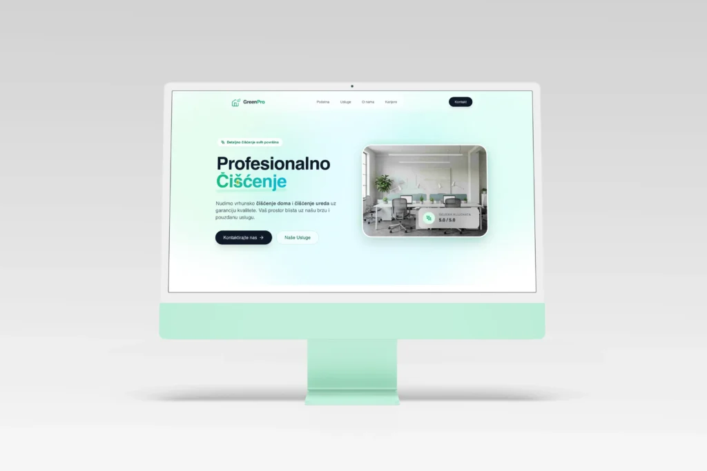 Landing page jednostavna web stranica za servis za čišćenje za po cijeni web stranice od 250 eura